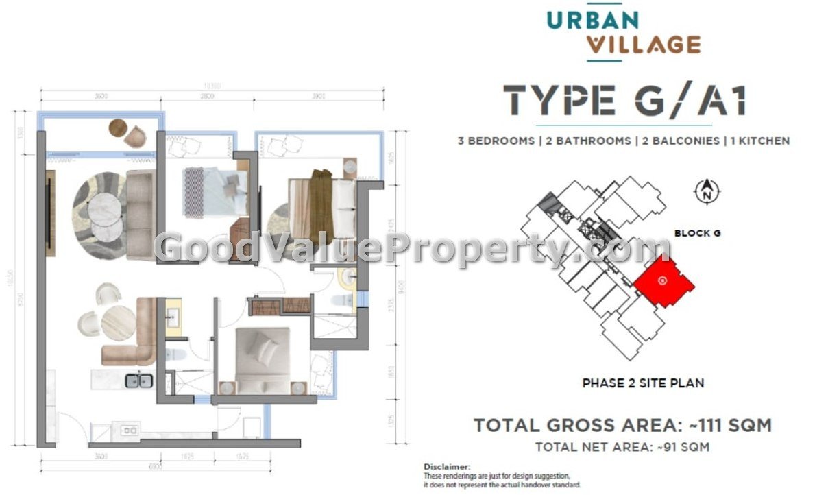Urban-Village-condo-3-bedrooms-008 3 bedrooms in Urban Village 2